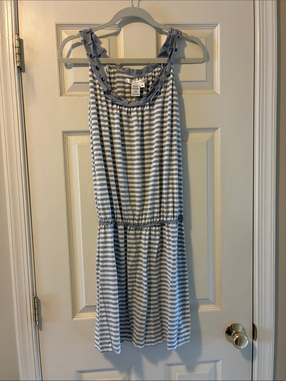 Max Studio Gray and White Striped Top